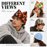 Bonnet en polaire personnalisé DYMF avec logo, bonnet à revers unisexe, chaud pour l'hiver, imprimé graphique, doux, couvre-oreilles, vente en gros