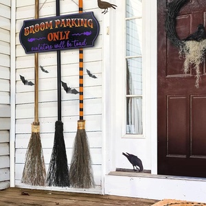 Factory Price Halloween <strong>Witch</strong> Broom Hanging <strong>Sign</strong> and 3 Wooden Decorations Home D&eacute;cor Items - Product Image 6