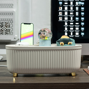 Desktop Cable Storage Box Rectangle Ventilated Heat Dissipating <b>Socket</b> Organizer Covered Standing Type Grayish White Pure White - Product Image 4