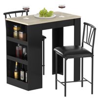 SENYU Petite table haute moderne avec panneau supérieur et chaises, tabourets de cuisine/salle à manger pour 2 personnes, avec étagères de rangement, gain de place G