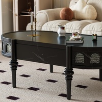 Table basse vintage en bois massif de style français, best-seller, avec tiroirs de rangement, forme elliptique rétro, meubles de salon pour chambres