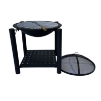 Brasero extérieur de luxe en acier thermolaqué de 25 pouces avec grille de barbecue pour camping et fêtes