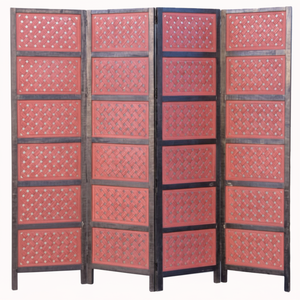 High Selling Product Wall Decor Wooden Folding Privacy <b>Divider</b> With Red Color Decorative Wooden Privacy <b>Screen</b> and Wall Panel - Product Image 1
