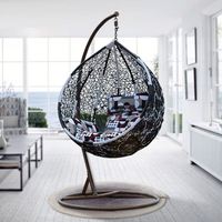 Fauteuil suspendu en rotin PE de haute qualité, moderne, pour l'extérieur, avec support métallique et siège robuste, pour 1 à 2 personnes, intérieur/extérieur