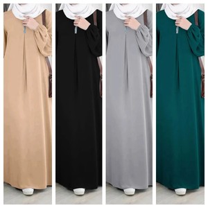 Khiêm tốn nhiều màu sắc hồi giáo maix váy Bạc TRIM Cổ tay áo abaya đa năng phong cách - Product Image 1