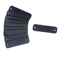 Étiquette en cuir gaufrée rectangulaire faite à la main, deux trous, code couleur PU pour jeans, chapeaux, sacs, décorations de vêtements pour enfants