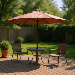 Ombrellone da Patio Tee Crce 9 Piedi, Poliestere Beige, Inclinazione Manuale, Palo in Acciaio, Ombrellone da Esterno Senza Base - Product Image 2