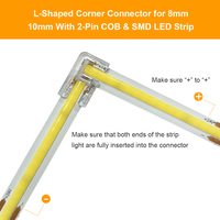 Conectores Transparentes sin Soldadura para Tiras de Luz LED SMD COB de 8mm y 10mm, Conectores de Esquina en Forma de L de 2 Pines para Cintas de Luz LED