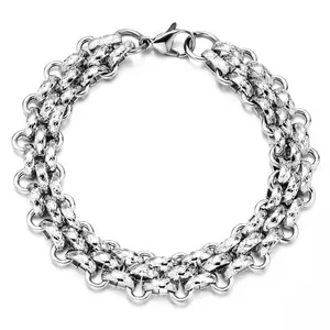 2023 Offre Spéciale nouveau design bijoux de mode en acier inoxydable à la main dégoulinant maille bracelet Hip-Hop Bracelet pour hommes