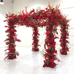 GNW 2024 archi matrimoni possono essere travolgenti arco artificiale in seta rosa fiore decorato ad arco quadrato per fase di decorazione di nozze - Product Image 1