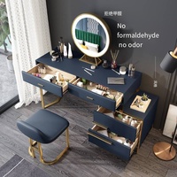 Bureau de maquillage blanc de luxe moderne Miroir éclairé à écran tactile 3 couleurs Tiroirs de table de maquillage modernes et élégants pour femmes et filles pour le rangement