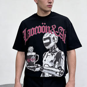 Kaos Pria Oversize Crop Boxy dengan Grafis Vintage Streetwear dan Cetak Digital - Product Image 3