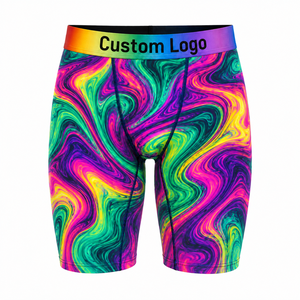 Culotte longue pour homme LGBT WLW à imprimé tourbillon holographique, coutures plates, tissu respirant et doux, logo personnalisé arc-<span class=keywords><strong>en</strong></span>-ciel, OEM, faible MOQ - Product Image 1