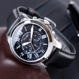 Montres à quartz d'affaires en acier inoxydable de haute qualité Montre en <span class=keywords><strong>cuir</strong></span> imperméable de sport décontractée <span class=keywords><strong>pour</strong></span> hommes - Product Image 1