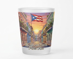 Maßgefertigtes Puerto Rico Souvenir-Schnapsglas mit Sublimationsdruck, PR-Flagge, El <span class=keywords><strong>Morro</strong></span> Logo, Personalisiertes Reisegeschenk 1-2oz - Product Image 2