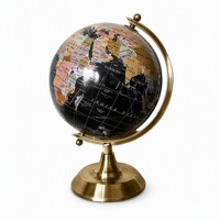Globe Peta Dunia Kertas Antik 14,2cm dengan Dudukan Logam, Dekorasi Geografi Inggris Vintage untuk Rumah, Kantor, Hadiah, OEM Custom