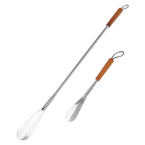 Yinste Spring <b>Shoe</b> Horn Stainless Steel Wooden Handle Long Short Style <b>For</b> <b>Elderly</b> Pregnant Women Assistance - Product Image 5