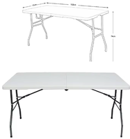 Table rectangulaire pliable en plastique blanc moderne pour la restauration, les banquets, les pique-niques, les hôpitaux, les hôtels, en gros