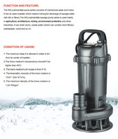 Pompa Air Kotor Stainless Steel Submersible WQD6-26-1.5F 1.5KW 2HP Motor Kawat Tembaga 100% Kabel 7M dengan Saklar Pelampung untuk Air Kotor