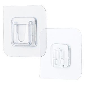 Crochet adhésif télescopique transparent sans perçage, robuste, pour rideaux de douche et usage domestique mural - Product Image 1