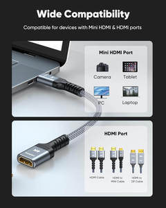 Ngắn Mini <span class=keywords><strong>HDMI</strong></span> Loại C Nam để <span class=keywords><strong>HDMI</strong></span> loại một Nữ 4K 60Hz chuyển đổi bộ chuyển đổi cáp M/F nylon bện <span class=keywords><strong>HDMI</strong></span> cáp Bộ chuyển đổi - Product Image 5