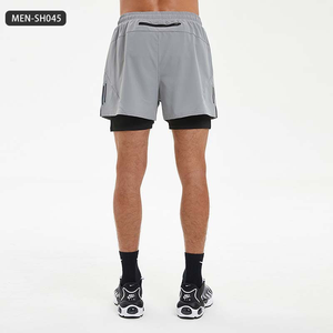 Vintage American Style Men's Running Shorts - Quick-Dry Fake Two-<b>Layer</b> Fitness Shorts for Workouts (Custom Team Logo Printing) - Product Image 4