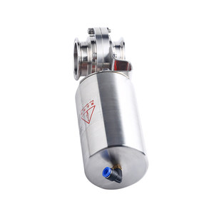Vanne papillon <span class=keywords><strong>pneumatique</strong></span> sanitaire à installation rapide en acier inoxydable 304, à bride à serrage, à siège souple, verticale, simple action, 2 kg - Product Image 1
