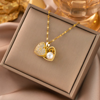 Collier en acier titane électroplaqué micro-incrusté, style luxe léger, entièrement serti de diamants, chaîne à motif vague d'eau, tendance européenne