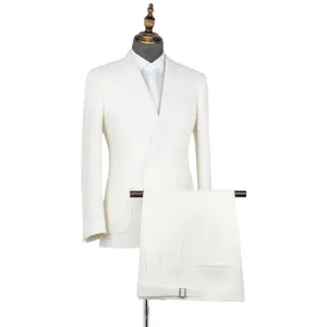 Novo terno casual branco para homens, smoking personalizado terno masculino, duas peças, terno de negócios