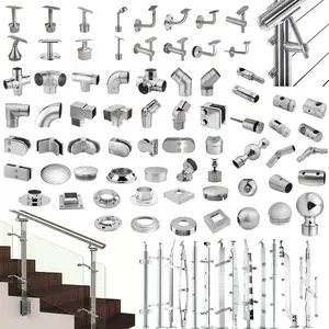 304 Stainless Steel Stair Balcony Balustrade Handrail Accessories For Outdoor Steps Staircase Railing Design Price