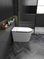 Siège de toilette intelligent de luxe au design moderne avec commande vocale IA, fixation au sol, siphon en S, télécommande, protection en mousse, chauffage du siège, automatique