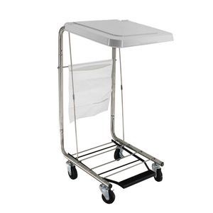 Chariot à linge sale en acier inoxydable Dakang avec roues et couvercle, usage hospitalier - Product Image 5