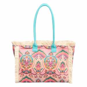 Bolso de mano con cremallera y borlas de cuatro lados para mujer, bolso de hombro tipo bandolera portátil con estampado de verano, bolso de playa para vacaciones en la playa - Product Image 1