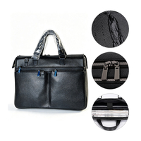 Bolso Mensajero de Cuero Genuino con Costuras Impecables, Superficie con Textura de Litchi, Impermeable y Antisuciedad para el Trabajo Diario y Negocios
