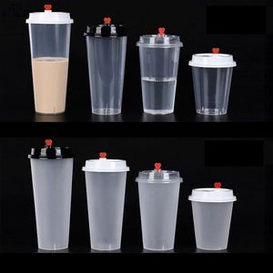 Custom logo Disposable 500ml 700ml pp clear Transparent Plastic Cup <b>Boba</b> Milktea Cups <b>Bubble</b> Tea Cup with Lid - Product Image 1