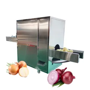 500 KG/H Root Vegetable Onion Peeling And Cutting Machine Onion Peeling And Root Cutting Machine For Sale