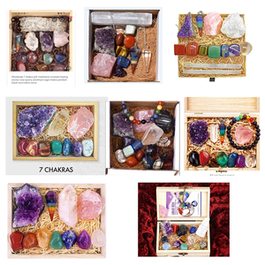 Bán Buôn 7 Chakra Tumble Đá Spicemen Set Với Sage Hộp Gỗ Chữa Bệnh Chakra Stones Hộp Gỗ Để Trang Trí - Product Image 6