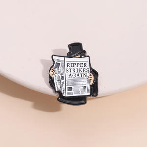 Broche de Metal con letras inglesas de personalidad creativa para leer <span class=keywords><strong>el</strong></span> periódico, insignia con forma de <span class=keywords><strong>hombre</strong></span>, Medalla decorativa, 100 Pines, técnica de fundición - Product Image 4