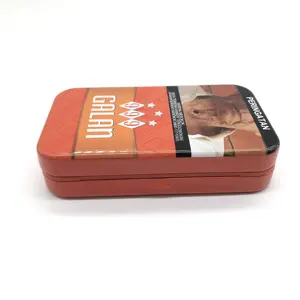 rectangle shape hinged lid tin box for cigarette