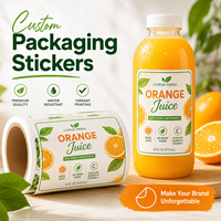Autocollants en plastique imperméables imprimés sur mesure avec impression UV pour bouteilles de jus de fruits et étiquettes pour boîtes de friandises pour animaux de compagnie