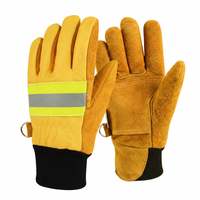 Gants de sécurité pour chantier en cuir de vachette avec bande réfléchissante, paume épaissie, faciles à porter, pour la protection au travail et la lutte contre les incendies