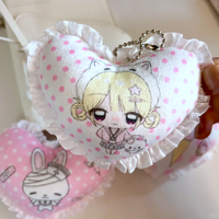 Peluche personnalisée mignonne en dentelle de dessin animé - Coussin décoratif doux de style anime avec bordure en dentelle et porte-clés en peluche