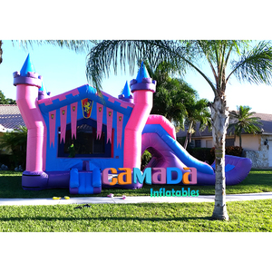 ฮัปบูร์กบ้านเป่าลมพร้อมสไลด์เด้งแบบเปียกแห้งสำหรับกลางแจ้งสนุกดีคอมโบบ้านเด้งเป่าลมเชิงพาณิชย์ - Product Image 1