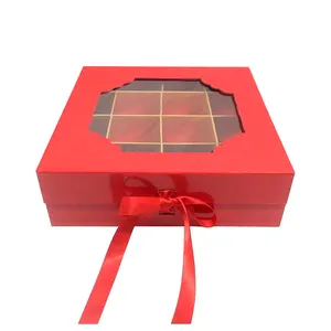 Fancy Paper Sweet Boxes Cardboard wedding Candy strawberry chocolate Valentine's day gift box with clear pvc plastic window