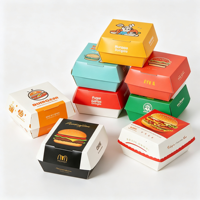 Boîte à hamburger en papier kraft écologique et résistante, avec impression personnalisée en relief, pour restaurants à emporter (vente en gros)