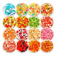 OEM Zure Suikercoating Gummy Candy Meerdere Vormen Fruit Gummy Candy Cola Flesje Sinaasappel Schijfje Zachte Snoepjes Private Label Beschikbaar