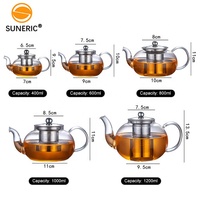 Théière transparente filtre à mailles en acier inoxydable théière en verre transparent résistant à la chaleur avec infuser