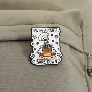 Pin de esmalte con diseño de esqueleto horneando, cita divertida y humorística, broche, insignia de solapa, joyería al por mayor - Product Image 3