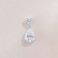 Pendentif en or blanc 18 carats avec diamant de laboratoire en forme de poire à deux couches, cadeau romantique pour anniversaire ou fiançailles, bijoux fins pour femmes