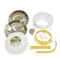 Nouveau design de luxe, plat de service chauffe-plats en acier inoxydable blanc et or de 8 L avec couvercle suspendu pour mariage et réceptions